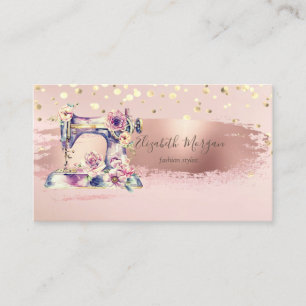 Sewing Machine Gold Confetti, Brush Stroke Business Card