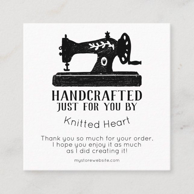 Sewing Machine Handcrafted Thank You Card (Front)