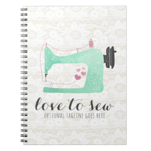Sewing Machine on Shabby Chic Lace & Burlap Notebook