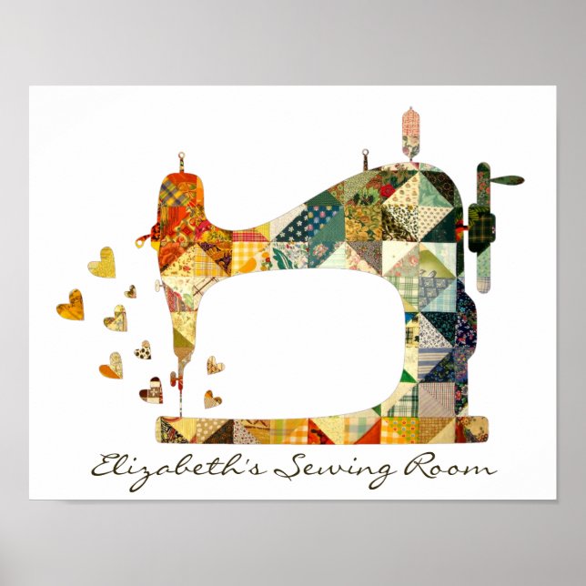 Sewing Machine Patchwork Quilt Poster (Front)