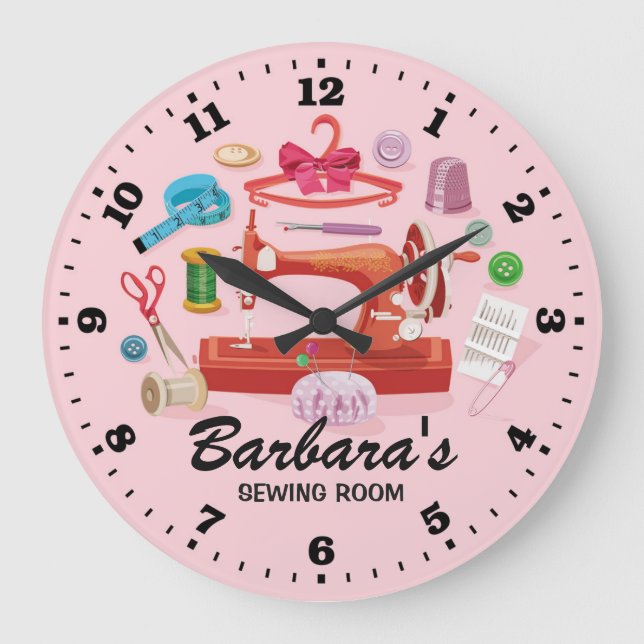 Sewing Machine Personalizable Wall Clock (Front)