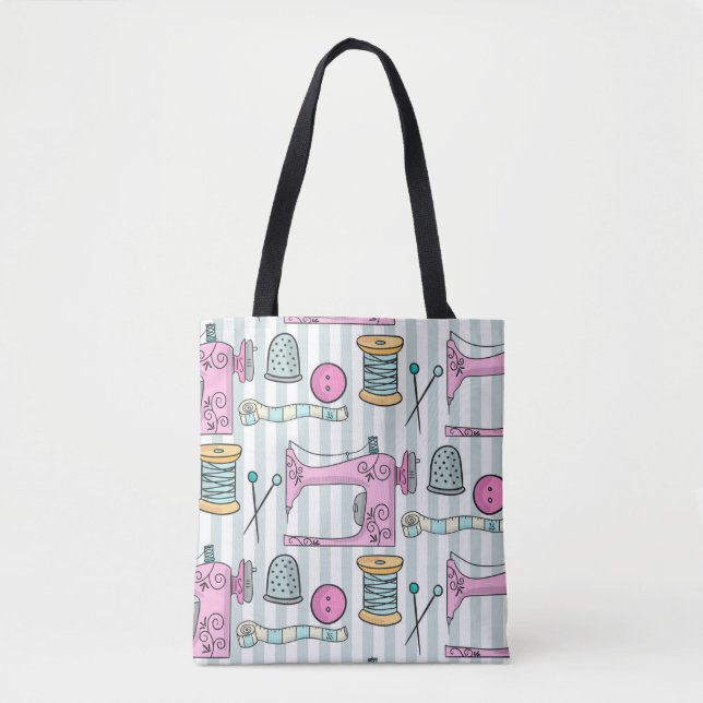 Sewing Machine - Pink Crafts Sew Tote Bag (Front)