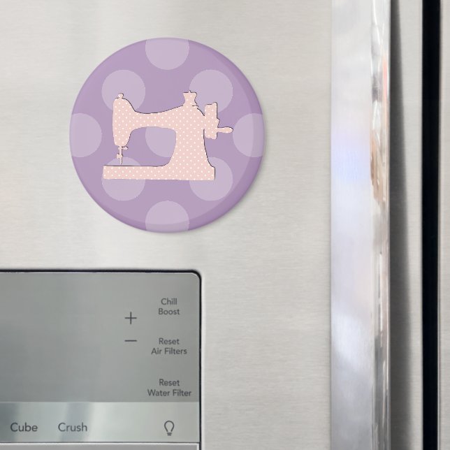 Sewing Machine, Polka Dots - Pink White Magnet (In Situ (Fridge))