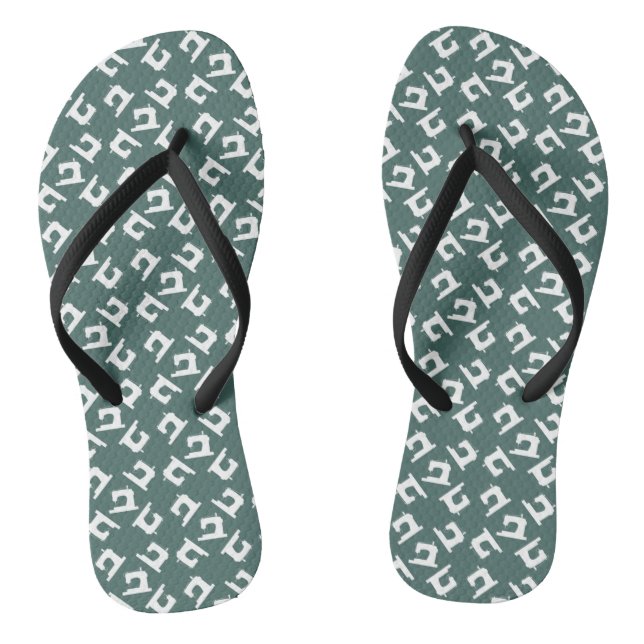 Sewing Machine Print Crafts Dark Thongs (Footbed)