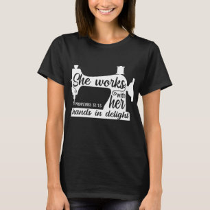 Sewing Machine Quilting Crocheting Faith Jesus God T-Shirt
