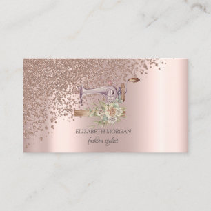 Sewing Machine Rose Gold Diamonds Sewing Machine Business Card