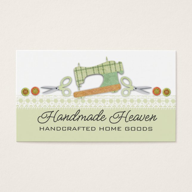 Sewing machine scissors buttons lace gift tag (Front)