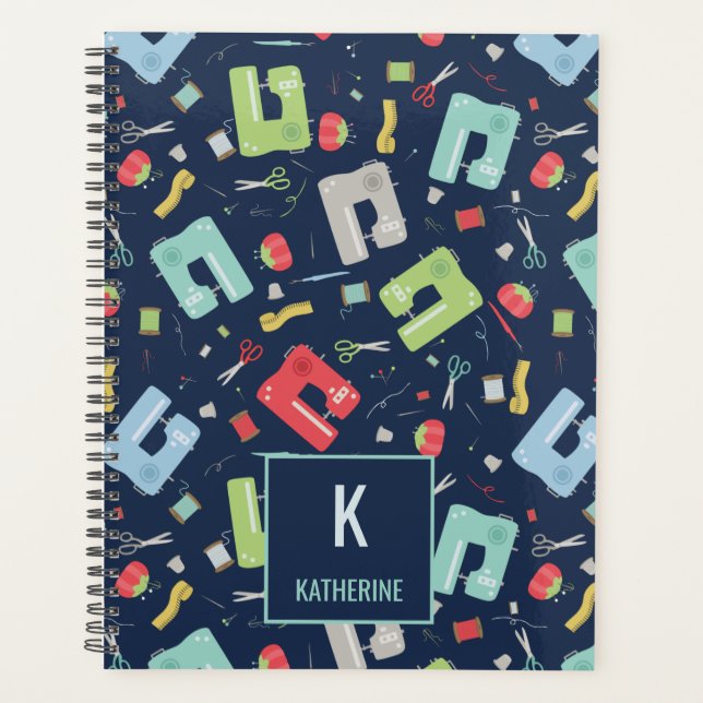Sewing Machine Seamstress Pattern Planner (Front)
