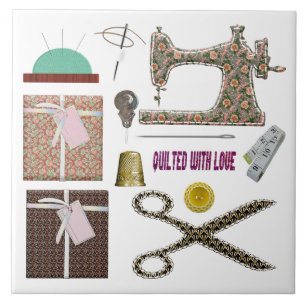 Sewing machine seamstress quilting sewing ceramic tile