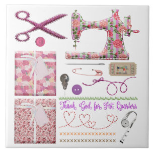 Sewing machine seamstress quilting sewing ceramic tile