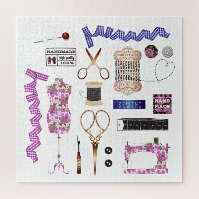 Sewing machine seamstress quilting sewing jigsaw puzzle (Vertical)