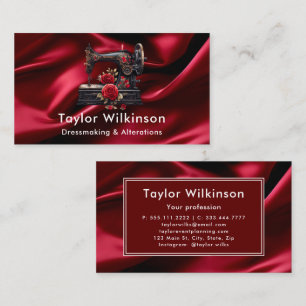 Sewing Machine Seamstress Red Business Card