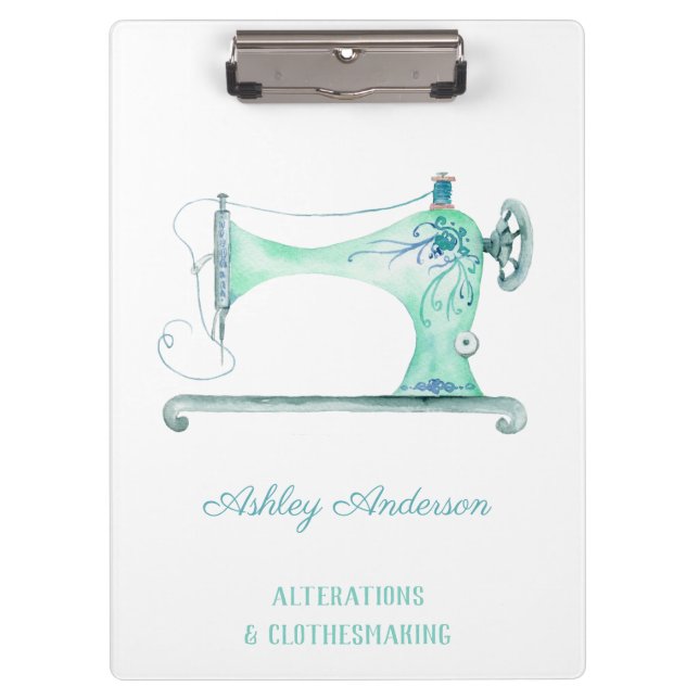 Sewing Machine Seamstress Watercolor Clipboard (Front)
