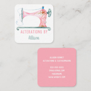 Sewing Machine Seamstress Watercolor Square Business Card