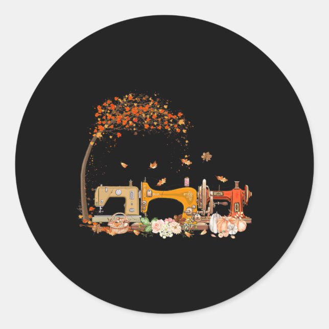 Sewing Machine Sewing Quilting Lover Quilter Fall  Classic Round Sticker (Front)