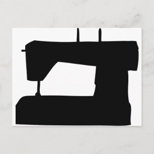 sewing machine silhouette postcard