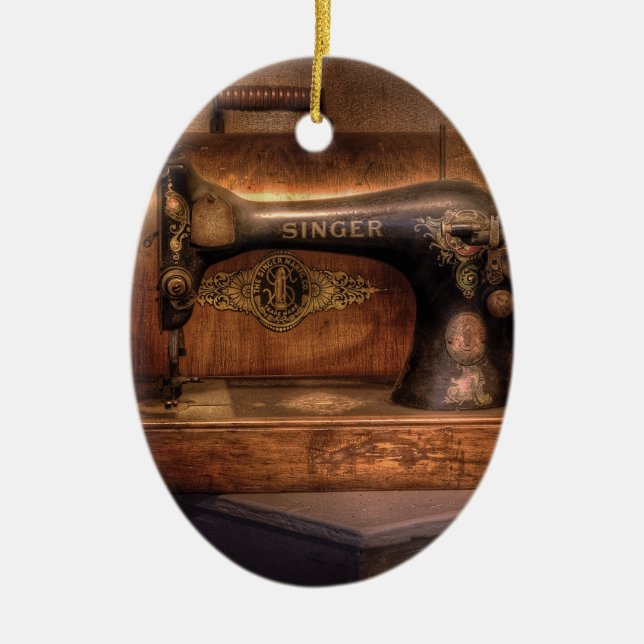 Sewing Machine  - Singer Ceramic Ornament (Front)