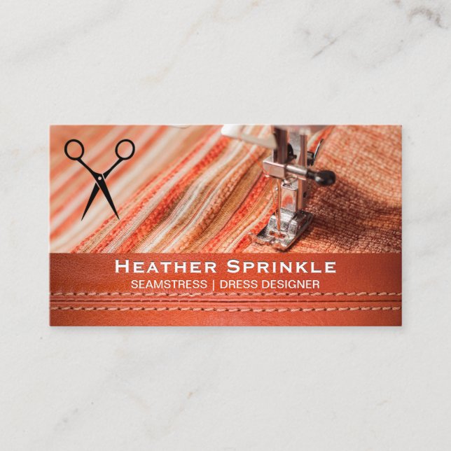 Sewing Machine Stitching Fabric Business Card (Front)