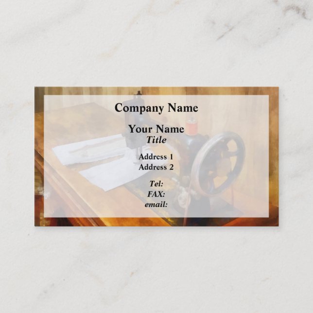 Sewing Machine With Orange Thread Business Card (Front)