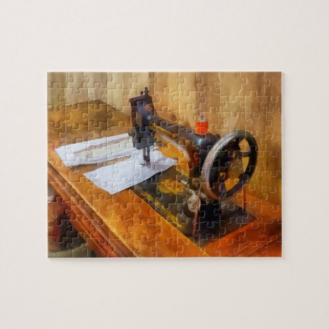 Sewing Machine With Orange Thread Jigsaw Puzzle (Horizontal)