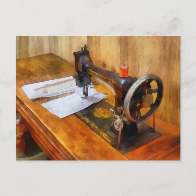 Sewing Machine With Orange Thread Postcard (Front)