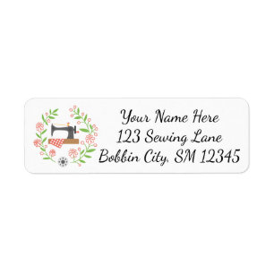 Sewing Machine Wreath Return Address Label