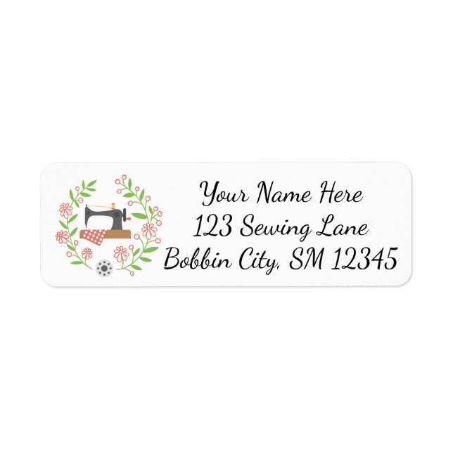 Sewing Machine Wreath Return Address Label (Front)