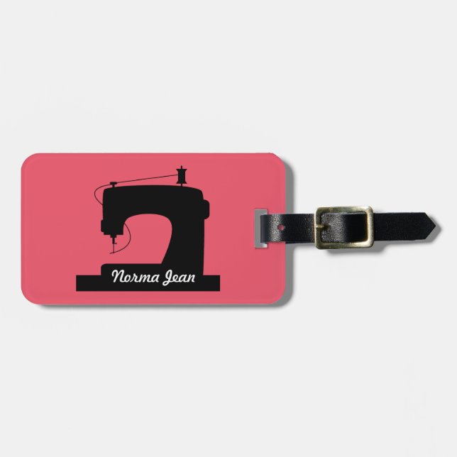 Sewing Machine / Your Text {Light} Luggage Tag (Front Horizontal)