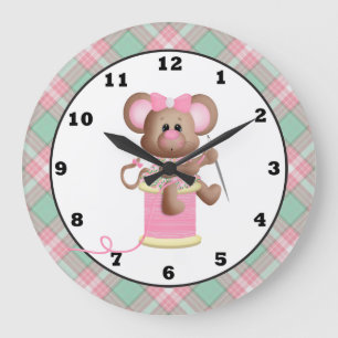 Sewing Mouse Crafting Room wall clock