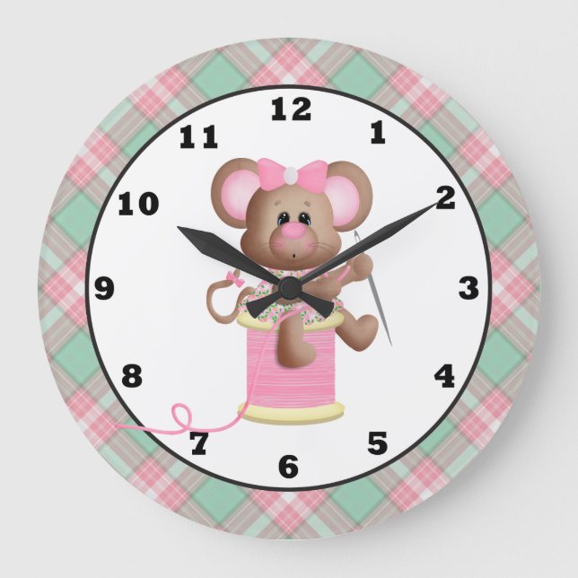 Sewing Mouse Crafting Room wall clock (Front)