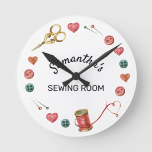 Sewing Needle Thread Alterations Personalised  Round Clock