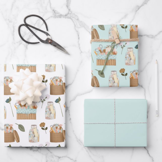 Sewing Notions Kit Wrapping Paper Sheet (Front)