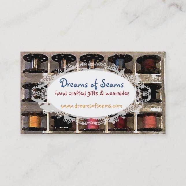 sewing notions thread bobbins seamstress business card (Front)