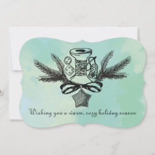 Sewing notions thread Christmas handmade with love Holiday Card