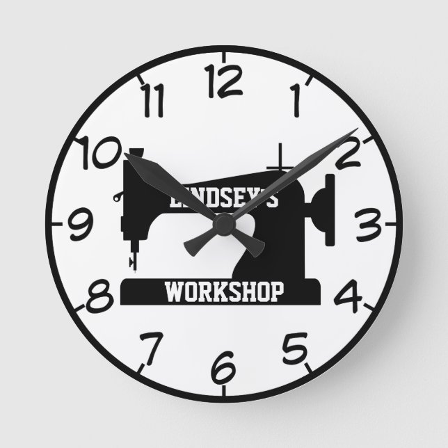 Sewing or Craft Workshop Wall Clock (Front)
