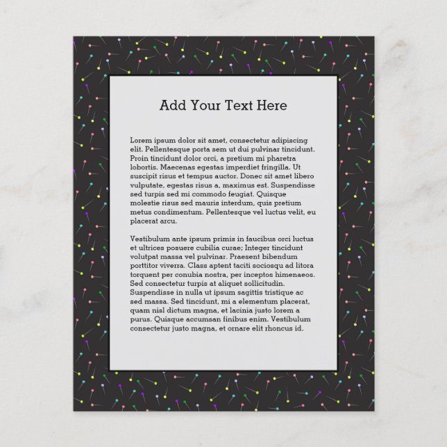 Sewing Pins Black Dressmaker Seamstress Tailor Flyer (Front)