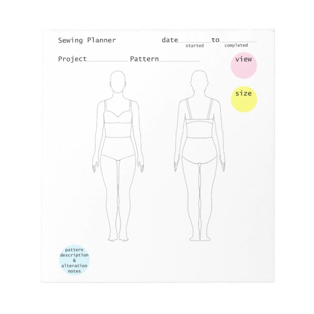 Sewing Planner Notepad (Front)