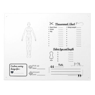 Sewing Project Planner & Measurement Tracker Notepad