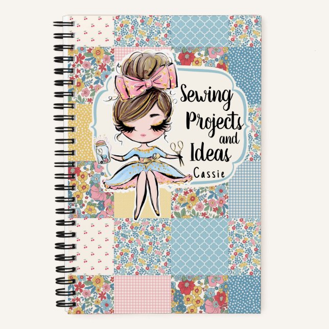 Sewing Projects Idea Planning for Seamstress  Notebook (Front)