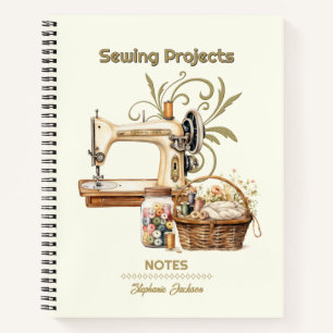 Sewing Projects Organizer Vintage Ivory Notebook