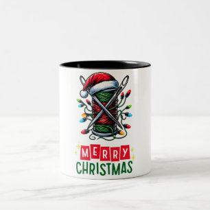 Sewing Quilting Quilter Christmas Hat Xmas Two-Tone Coffee Mug