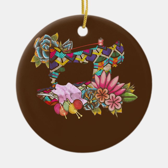 Sewing Quilting Sewing Machine  Ceramic Ornament (Front)