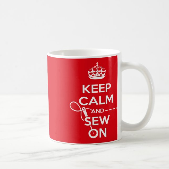 Sewing, Red Keep Calm Mug (Right)