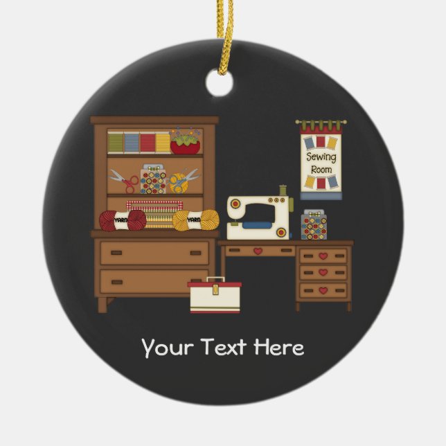 Sewing Room 1 (customisable) Ceramic Ornament (Front)