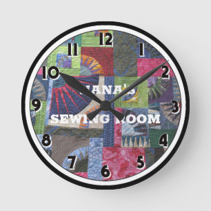 Sewing Room Quilt Custom Round Clock