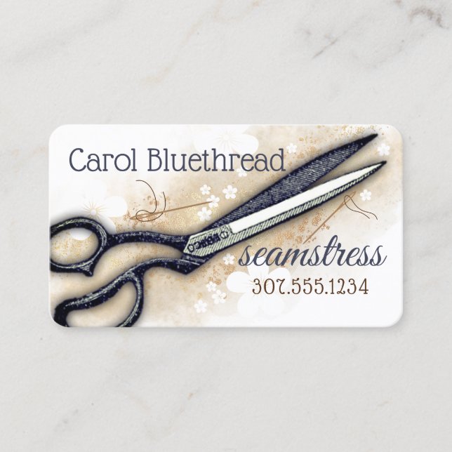 Sewing scissors seamstress quilting quilter business card (Front)
