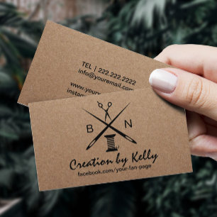 Sewing Seamstress Dressmaker Rustic Kraft Business Card