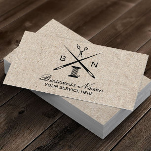 Sewing Seamstress Needles & Threads Vintage Burlap Business Card