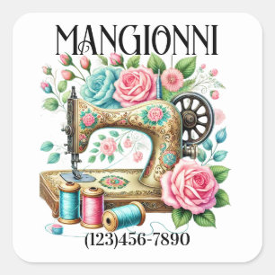 Sewing Seamstress Square Sticker