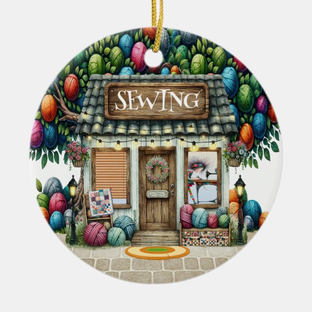 SEWING Shop  Ceramic Ornament (Front)